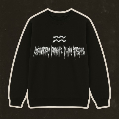 Sweatshirt preta com texto branco e arame farpado no peito