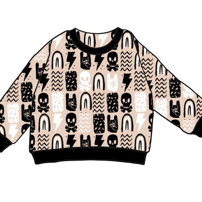 Sweatshirt infantil com padrão colorido e detalhes pretos