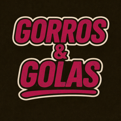 Texto grande a dizer GORROS & GOLAS em letras cor de vinho sobre fundo preto