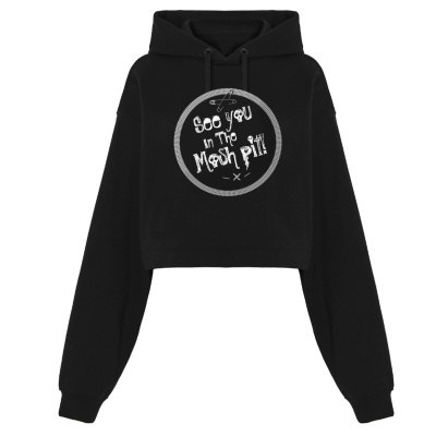 Sweatshirt preta com capuz e estampa branca frontal com o texto 'See you in the Mosh pit!'