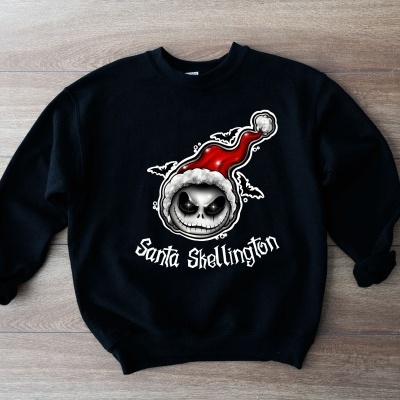 Sweatshirt preta com estampa de Jack Skellington de Natal