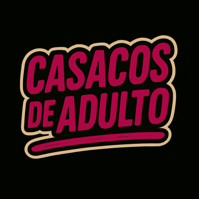 Texto vermelho e bege CASACOS DE ADULTO em fundo preto