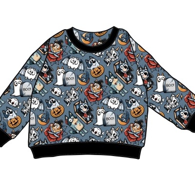 Camisola infantil com padrão Halloween colorido