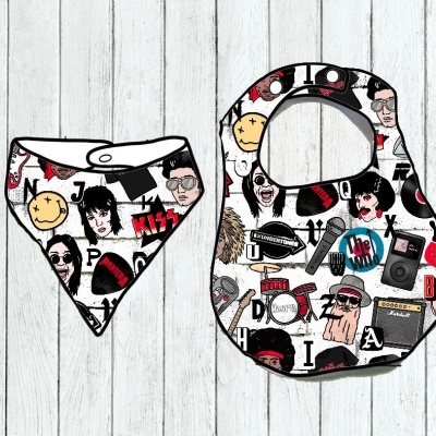 Babete e bandana para bebé com padrão colorido de graffitis