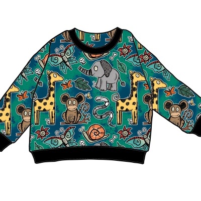 Sweatshirt infantil colorida com padrão de animais da selva