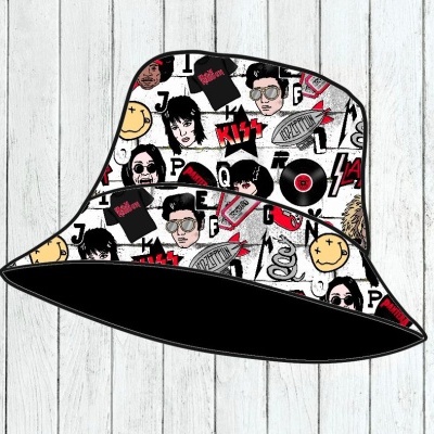 Chapéu pescador com padrão de banda de música colorido