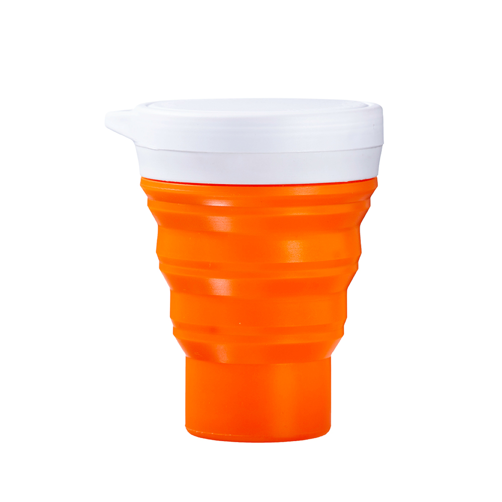 Copo retrátil laranja com tampa branca