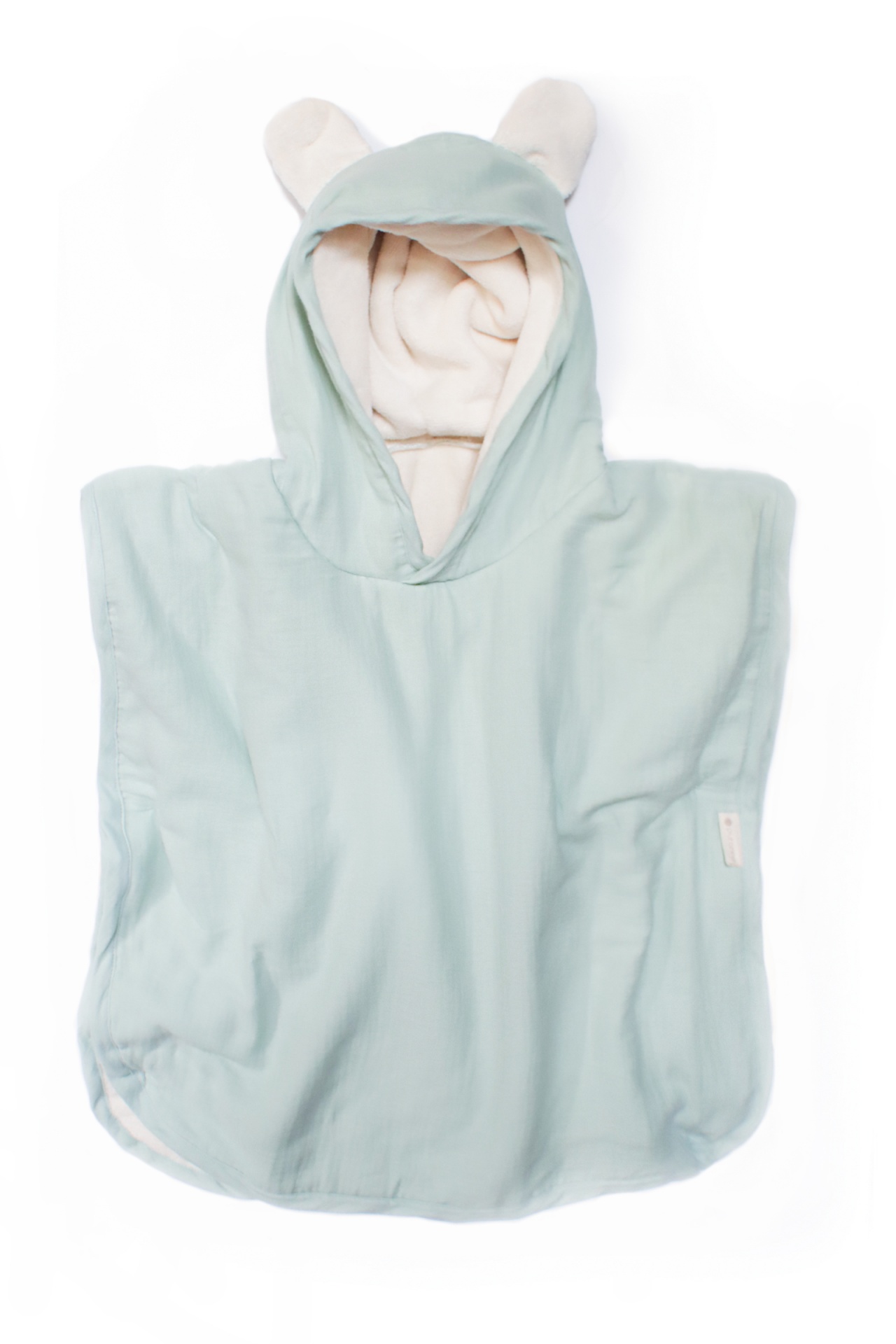 Poncho azul claro para bebé com capuz e orelhas
