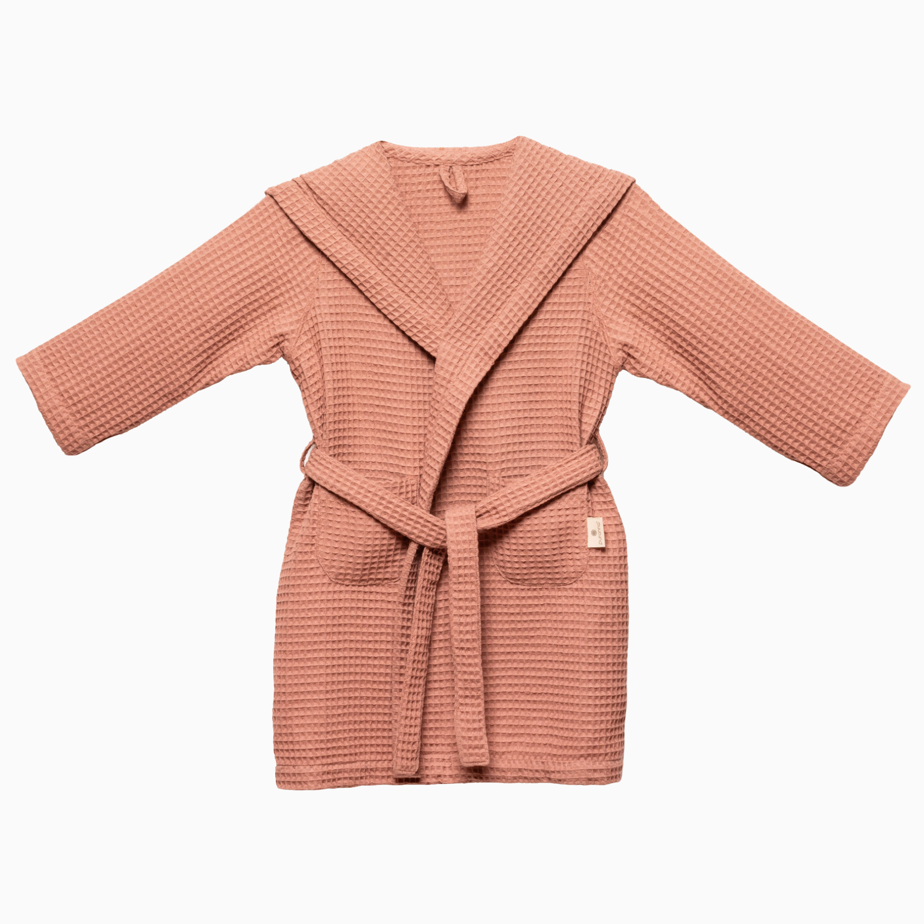 Robe de banho rosa com cinto e textura waffle