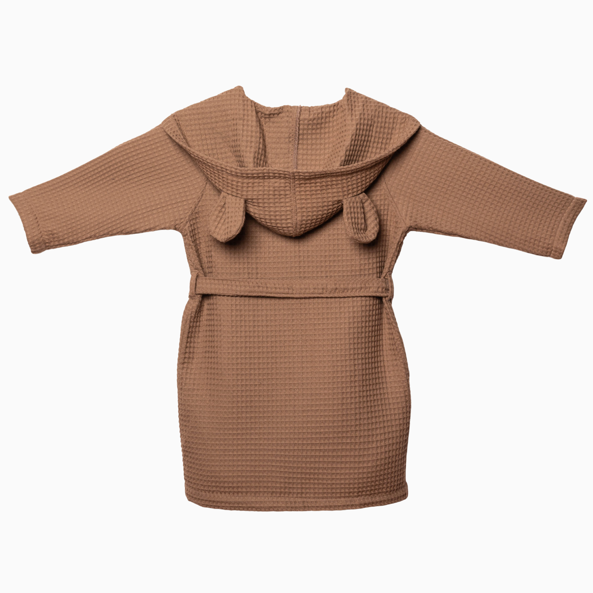 Robe de criança castanho com capuz e orelhas decorativas