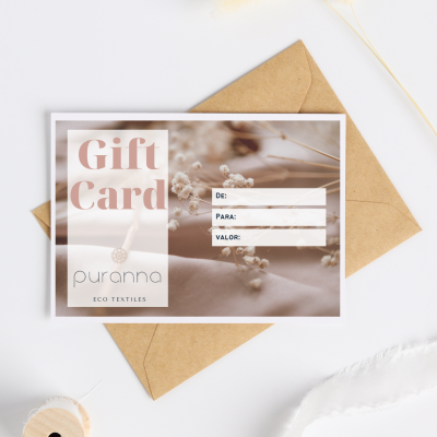 Cartão presente Puranna com flores secas e envelope castanho