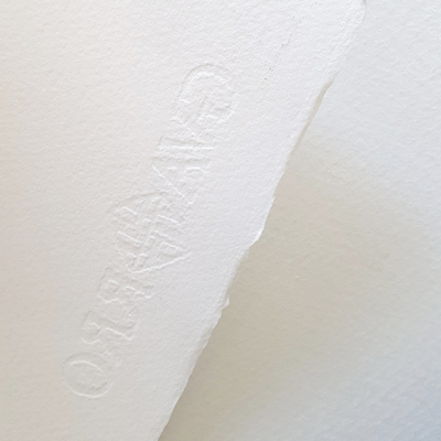 Papel branco com relevo onde está escrito ORGANIC