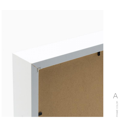 quadro com moldura branca e fundo castanho