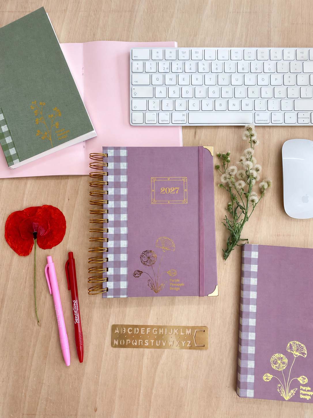 Agenda personalizáveis lilás Vichy Malva purple pineapple