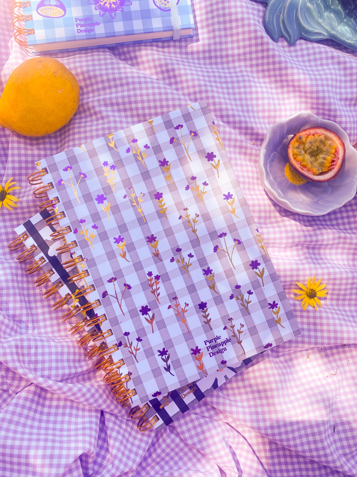 Vichy cinza Flores 🩶 Bullet journal