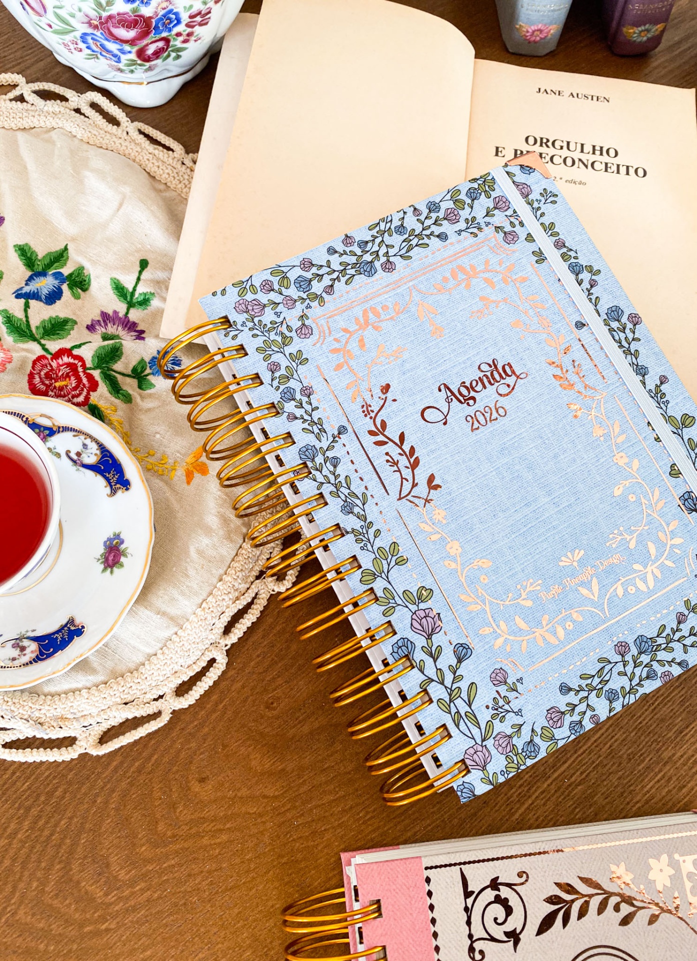 Agenda Semanal A6 🪻Jane Austen ❊ Floral Azul 💙  2026