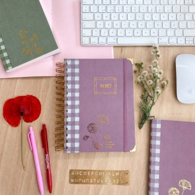 Agenda personalizáveis lilás Vichy Malva purple pineapple