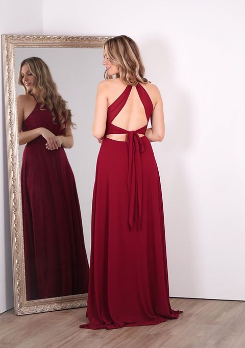 Vestido Jamaica Vestido longo vermelho com laço e costas abertas
