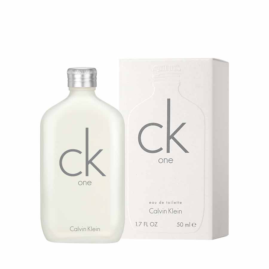 Ck - One da Calvin Klein (Genérico) Frasco de perfume CK One da Calvin Klein com embalagem branca.