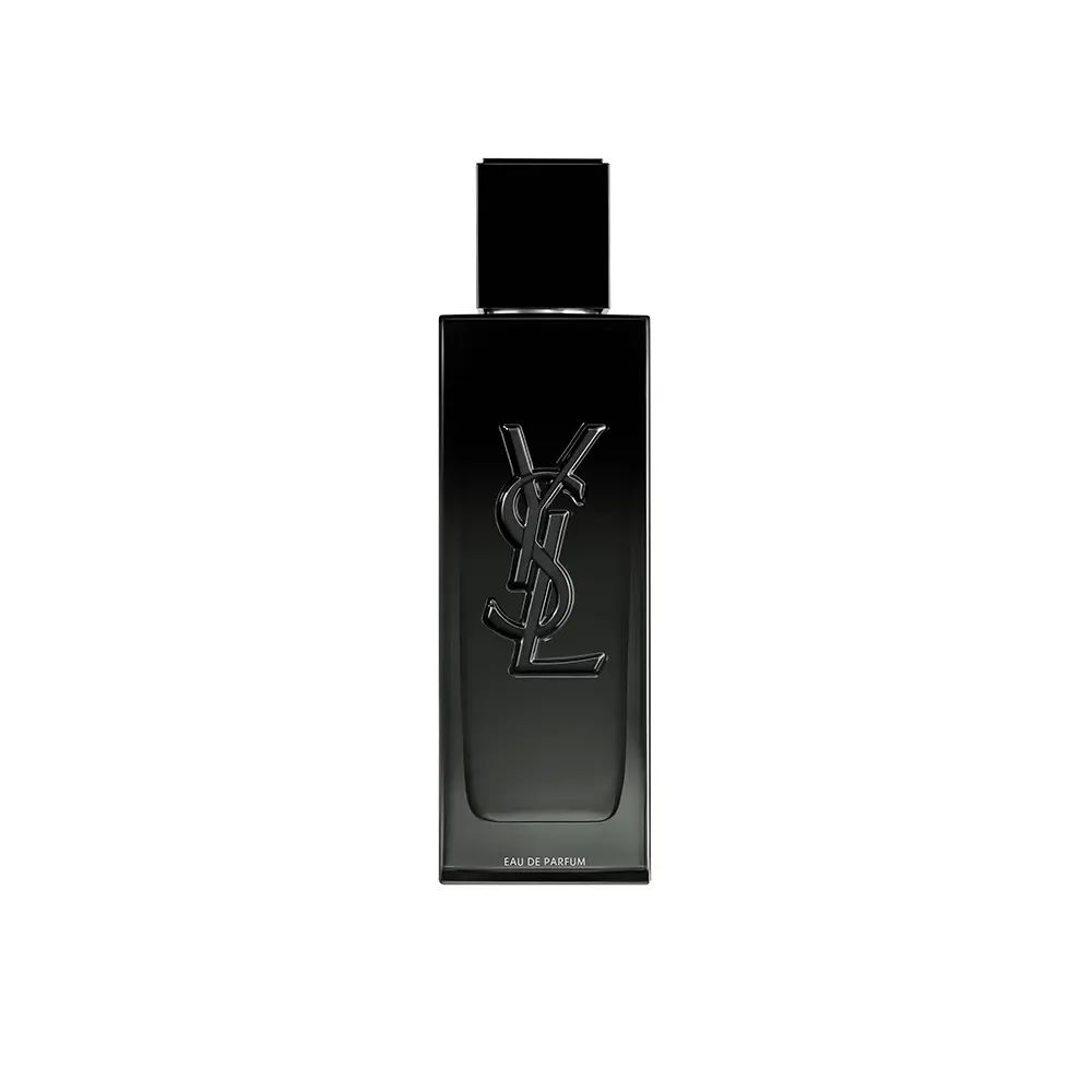 MYSLF de Yves Saint Laurent (Genérico) Frasco preto opaco de perfume YSL masculino com tampa quadrada.