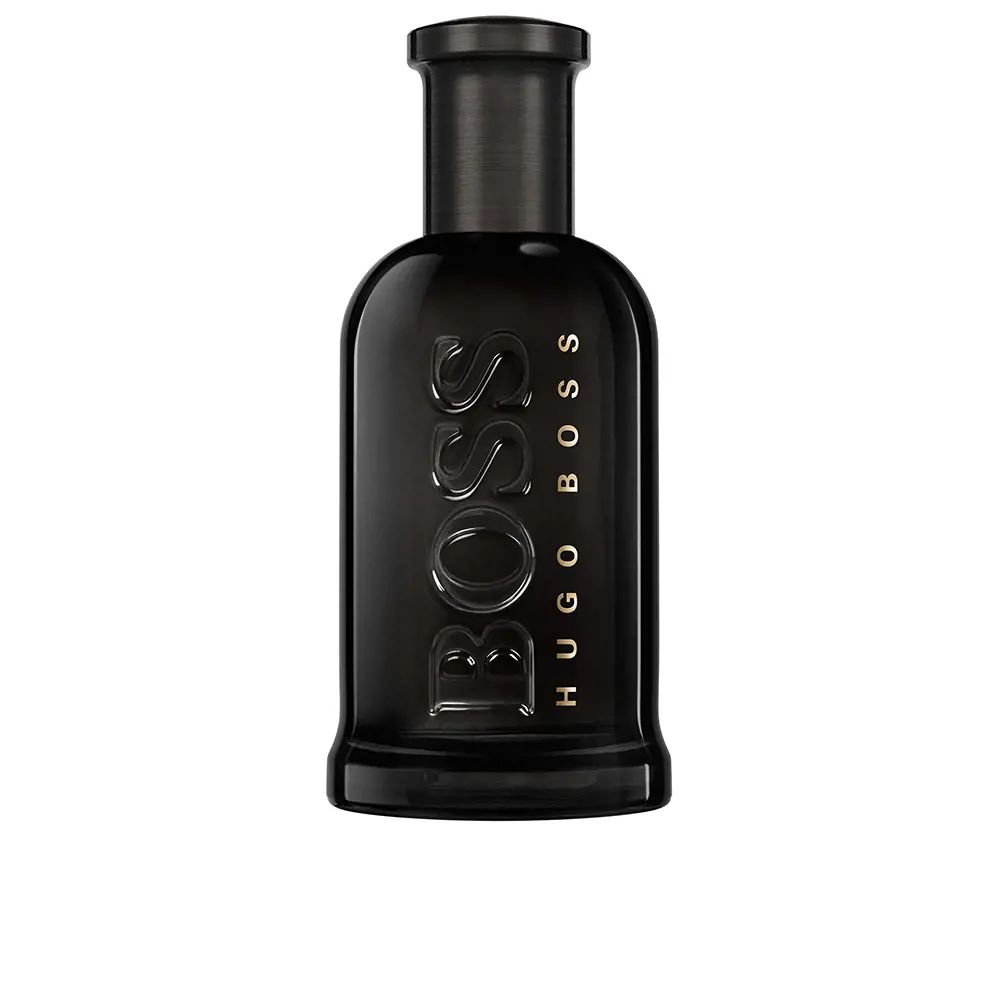 Boss Bottled de Hugo Boss (Genérico) Frasco preto de perfume Hugo Boss com texto em relevo