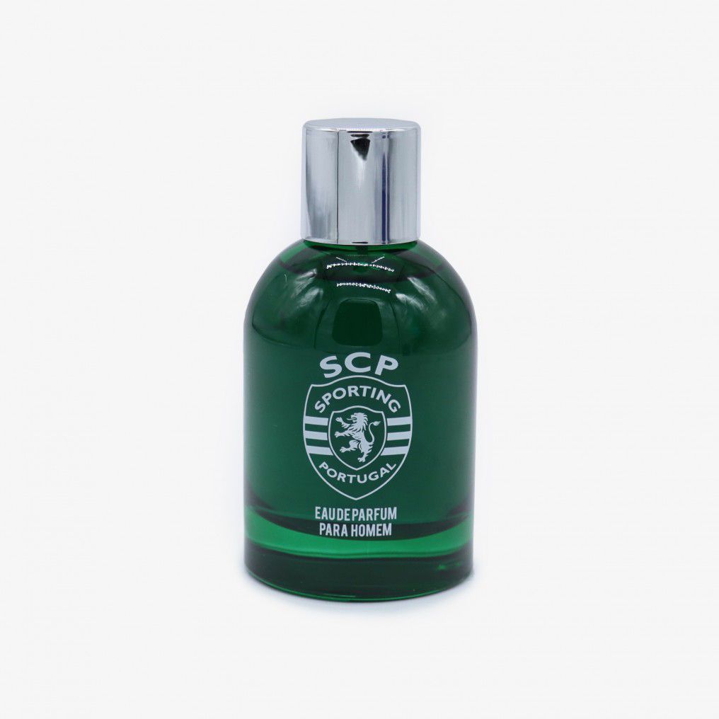 Perfume Sporting Clube de Portugal Frasco de perfume masculino Sporting Portugal verde com tampa prateada