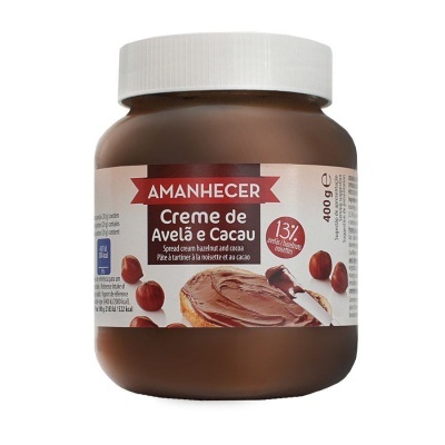 Frasco de creme de avelã e cacau Amanhecer