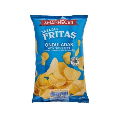 Embalagem azul de batatas fritas onduladas AMANHECER