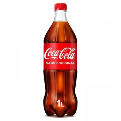 Garrafão plástico 1 litro Coca-Cola sabor original, vermelho e castanho