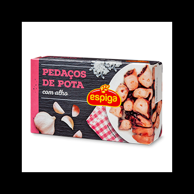 Embalagem Espiga com pedaços de pota com alho