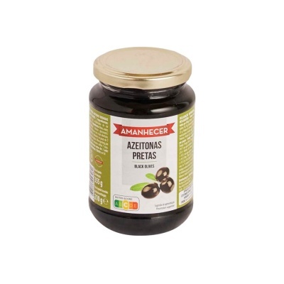 Frasco de vidro com azeitonas pretas Amanhecer