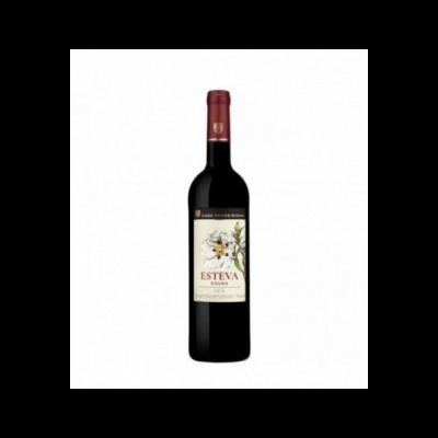 Garrafa de vinho tinto com rótulo branco e ilustração de flores