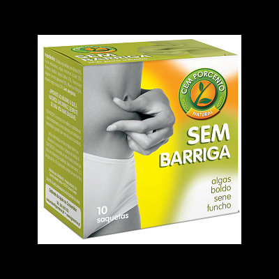 Caixa de chá SEM BARRIGA da CEM PORCENTO NATURAL com 10 saquetas