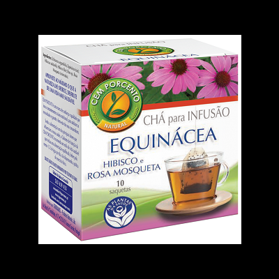 Caixa de chá Equinácea para infusão com hibisco e rosa mosqueta, 10 saquetas