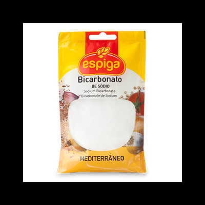 Pacote de bicarbonato de sódio Espiga amarelo com parte transparente