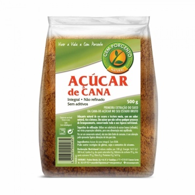 Pacote de açúcar de cana integral CEM PORCENTO de 500 g