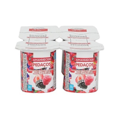 Pack de quatro iogurtes Amanhecer Pedaços com frutos vermelhos