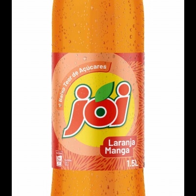 Garrafa de refrigerante Joi sabor laranja manga