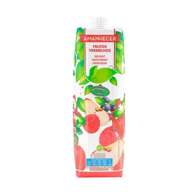 Sumo Amanhecer Frutos Vermelhos em embalagem com frutas e tampa branca