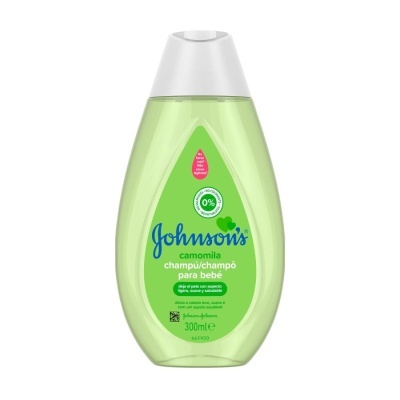 Frasco de champô Johnson's para bebé de camomila verde claro com tampa branca