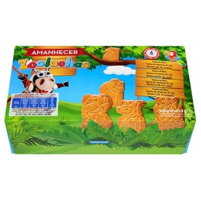 Embalagem de bolachas Amanhecer Zoolachas com formas de animais