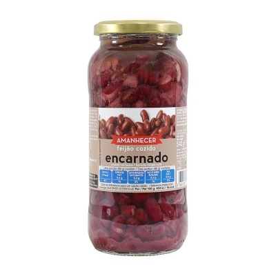 Frasco de vidro com feijão cozido encarnado da marca Amanhecer