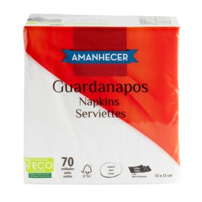 Pacote de guardanapos AMANHECER 70 unidades em embalagem vermelha e branca