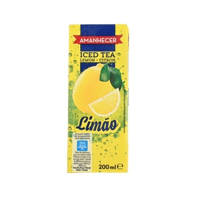 Embalagem de bebida Amanhecer Iced Tea sabor Limão 200ml amarela