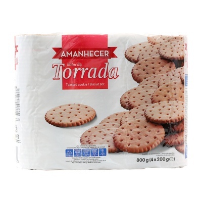 Embalagem de bolachas Torrada Amanhecer com bolachas redondas torradas