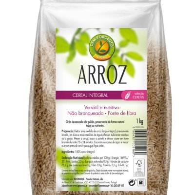Saco de arroz integral CEM PORCENTO NATURAL 1 kg