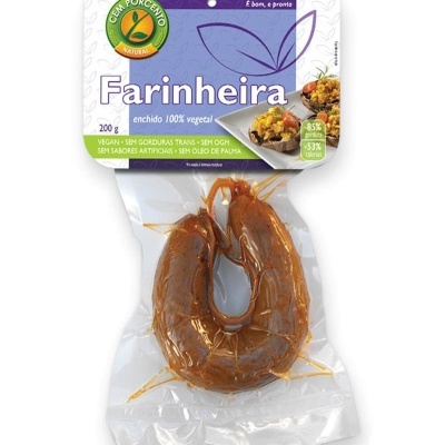 Embalagem com enchido Farinheira vegan 100% vegetal e selo natural