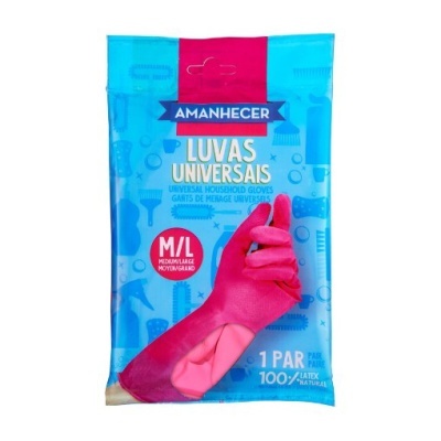 Pacote azul de luvas universais AMANHECER com uma luva rosa à frente