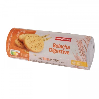 Pacote cilíndrico de bolachas Digestive Amanhecer com 75% de cereais