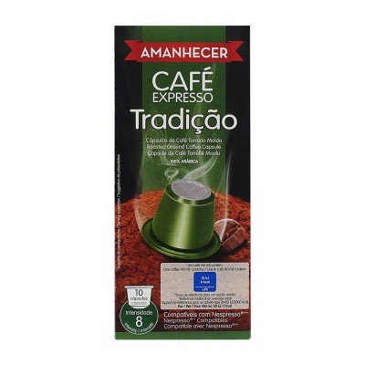 Embalagem de cápsulas de café Amanhecer Expresso Tradição, verde e preta